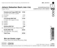 Johann Sebastian Bach (1685-1750): Orgelwerke, CD