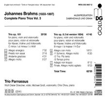 Johannes Brahms (1833-1897): Sämtliche Klaviertrios Vol.3, CD