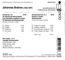 Johannes Brahms (1833-1897): Klarinettenquintett op.115, CD