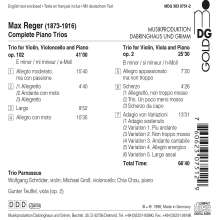Max Reger (1873-1916): Klaviertrios opp.2 &amp; 102, CD