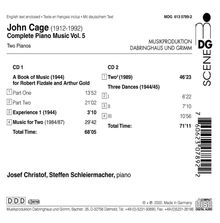 John Cage (1912-1992): Sämtliche Klavierwerke Vol.5, 2 CDs