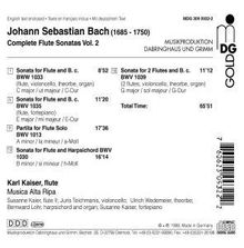 Johann Sebastian Bach (1685-1750): Sonaten &amp; Partita f.Traversflöte Vol.2, CD