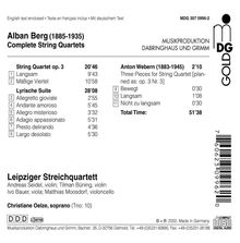 Alban Berg (1885-1935): Lyrische Suite, CD