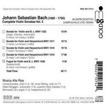 Johann Sebastian Bach (1685-1750): Sämtliche Violinsonaten Vol.2, CD