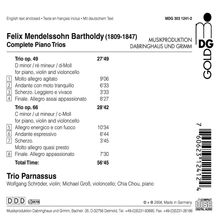 Felix Mendelssohn Bartholdy (1809-1847): Klaviertrios Nr.1 &amp; 2, CD