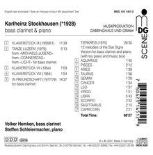 Karlheinz Stockhausen (1928-2007): Tierkreis für Bassklarinette &amp; Klavier, CD