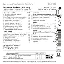 Johannes Brahms (1833-1897): Weltliche Vokal-Quartette mit Klavier Vol.1, Super Audio CD