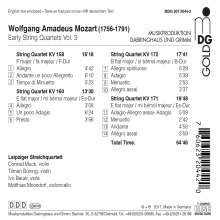 Wolfgang Amadeus Mozart (1756-1791): Frühe Streichquartette Vol.3, CD