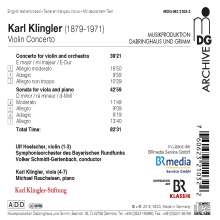 Karl Klingler (1879-1971): Violinkonzert E-Dur, CD
