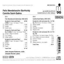 Felix Mendelssohn Bartholdy (1809-1847): Sonaten f.Violine &amp; Klavier Nr.1-3, 2 CDs