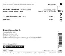 Morton Feldman (1926-1987): Piano, Violin, Viola, Cello, CD