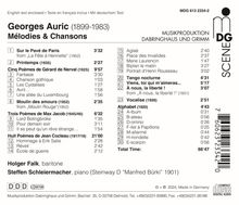 Georges Auric (1899-1983): Lieder "Melodies &amp; Chansons", CD