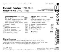 Titel: "Conradin Kreutzer (1780–1849), Friedrich Witt (1770–1836)"  
Charis-Ensemble, Werke für Bläser und Streicher, Spielzeiten und Details.  
Logo: PREZIOSA.