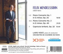 Felix Mendelssohn Bartholdy (1809-1847): Klavierkonzerte Nr.1 &amp; 2, CD