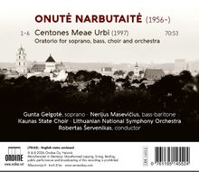 "ONUTĖ NARBUTAITĖ (1956–). Centones Meae Urbi (1997) Oratorio for soprano, bass, choir and orchestra. Stadtlandschaft im Hintergrund."