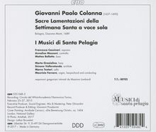 Giovanni Paolo Colonna (1637-1695): Sacre Lamentazione della Settimana Sancta a voce sola, CD