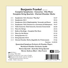 "Benjamin Frankel Complete Symphonies Concertos Filmmusik. 11 CDs mit unterschiedlicher Musik wie Symphonien und Quartetten."
