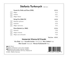 Stefania Turkevych. Werke: Sonata für Violine, Streichtrio, Klavierquintett. Gesamtdauer 60:45. Ensemble: Immersio Vienna & Friends.