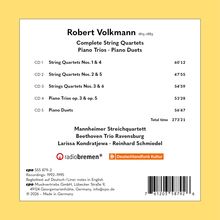 "Robert Volkmann 1815–1883 Complete String Quartets, Piano Trios, Piano Duets. Zeitangaben pro CD, Gesamtzeit 273’21."