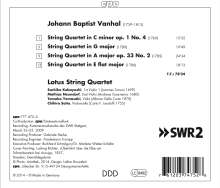 Johann Baptist (Jan Krtitel) Vanhal (1739-1813): Streichquartette c-moll (op.1 Nr.4), Es-Dur, G-Dur, A-Dur (op.33 Nr.2), CD