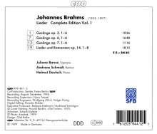 Johannes Brahms (1833-1897): Sämtliche Lieder Vol.1, CD