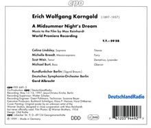 Erich Wolfgang Korngold (1897-1957): Filmmusik: Ein Sommernachtstraum (Filmmusik), CD