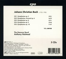 Johann Christian Bach (1735-1782): Sämtliche Symphonien, 5 CDs