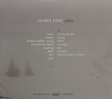 ISABEL PINE fables. Zwei Spalten mit Titeln: "wolves, winnow" und "a flickering light, sun dog". Hintergrund: Verschneiter Wald.