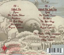 Trackliste von CD 1 und CD 2 mit Titeln. Hintergrund zeigt eine monochrome Landschaftsillustration mit Bäumen.