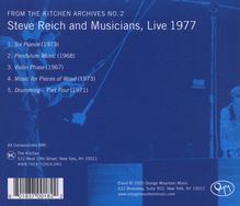 Steve Reich (geb. 1936): Steve Reich &amp; Musicians Live 1977, CD
