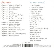 Links: "fragments" mit Titeln wie "Clean Up On Aisle Five". Rechts: "the new normal" mit Titeln wie "Beck And Call". Unten: "kscope" Logo.