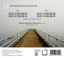 JOHANN SEBASTIAN BACH (1685-1750). Zwei CDs mit Suiten für Solocello. Gehweg mit Geländern führt in nebligen Horizont.