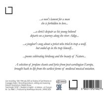 Texte beschreiben Klagelieder und Gedichte, die Natur und mittelalterliche Gesänge feiern. Enthält das NovAntiqua Logo.