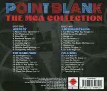 "POINT BLANK - THE MCA COLLECTION" zeigt Tracklisten von zwei Discs. Eine rote und blaue Schrift hebt die Titel hervor.
