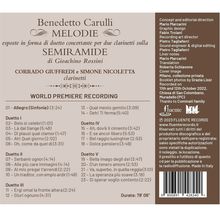 Benedetto Carulli (1797-1877): Melodie eposte in forma di Duetto concertante per due Clarinetti sulla Semiramide di Rossini, CD