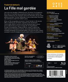 Frederick Ashton's "La Fille mal gardée" beschreibt eine Liebesgeschichte. Royal Ballet Aufführung, lebhaftes Dorfbild.