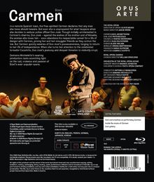 Titel: Carmen. Beschreibung der Handlung in einem Opernkontext. Erwähnung verschiedener Darsteller und des Royal Opera.