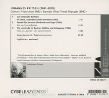 Johannes Fritsch (1941-2010): Damals für Sprecher (Tonband) &amp; Orgel, CD