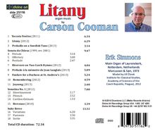 Carson Cooman (geb. 1982): Orgelwerke "Litany", CD