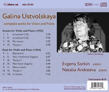 Galina Ustvolskaya (1919-2007): Sämtliche Werke für Violine &amp; Klavier, CD