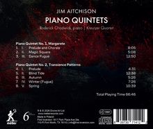"Jim Aitchison Piano Quintets. Roderick Chadwick, piano | Kreutzer Quartet. Titel und Spielzeiten auf rotem Hintergrund."