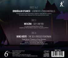 Texts: Discs 1 & 2: "BİNBOĞALAR EFSANESİ," Disc 3: "MEVLÂNA," Disc 4: "DENİZ KÜSTÜ." Logo: "First Inversion." Hintergrund in dunklen Tönen.