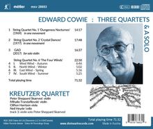 Edward Cowie (geb. 1943): Streichquartette Nr.1,2,6, CD