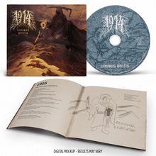 Oben links: "1914", "Uriibus Unitis". Oben rechts: "1914", "Uriibus Unitis". Unten: Text über 1916. Illustration eines Engels.