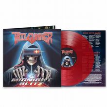 Texte: "Tailgunner", "Midnight Blitz". Illustration: Skelett in Kapuze mit VR-Brille, rote Vinyl-Schallplatte.