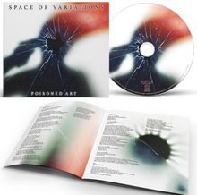 "SPACE OF VARIATIONS" und "POISONED ART" auf einem Cover. Eine zerbrochene Glasoptik mit abstrakter Farbgestaltung.