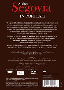 Andres Segovia in Portrait - Segovia at Los Olivos &amp; The Song of the Guitar, DVD
