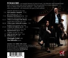 "FOLKLORE is an essential element of classical music. Ana Bakradze..." Zwei Musiker, ein Flügel, ein Cello, Avie Logo rechts.