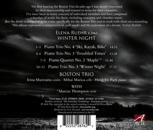 Texte:
Elena Ruehr: Winter Night, Piano Trio No. 4-5, Quartet No. 2, Boston Trio. 

Schwarz-weißes Hintergrundbild mit Wolken.