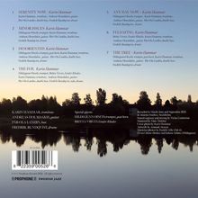 Titel sind "Serenity Now", "Minor Issues", "Desoriented", "The Fox", "Any Day Now", "Feldfäng", "The Tree". Hintergrund zeigt See und Bäume bei Sonnenuntergang.